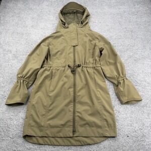 Lole Rain Jacket Women XXS Beige Waterproof Oversized Zip Pocket Packable Toggle